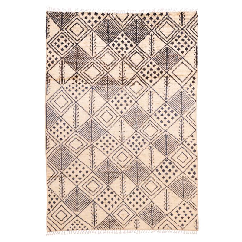 ECARPETGALLERY Hand-knotted Pak Finest Marrakesh Cream Wool Rug - 6'10 x 9'8