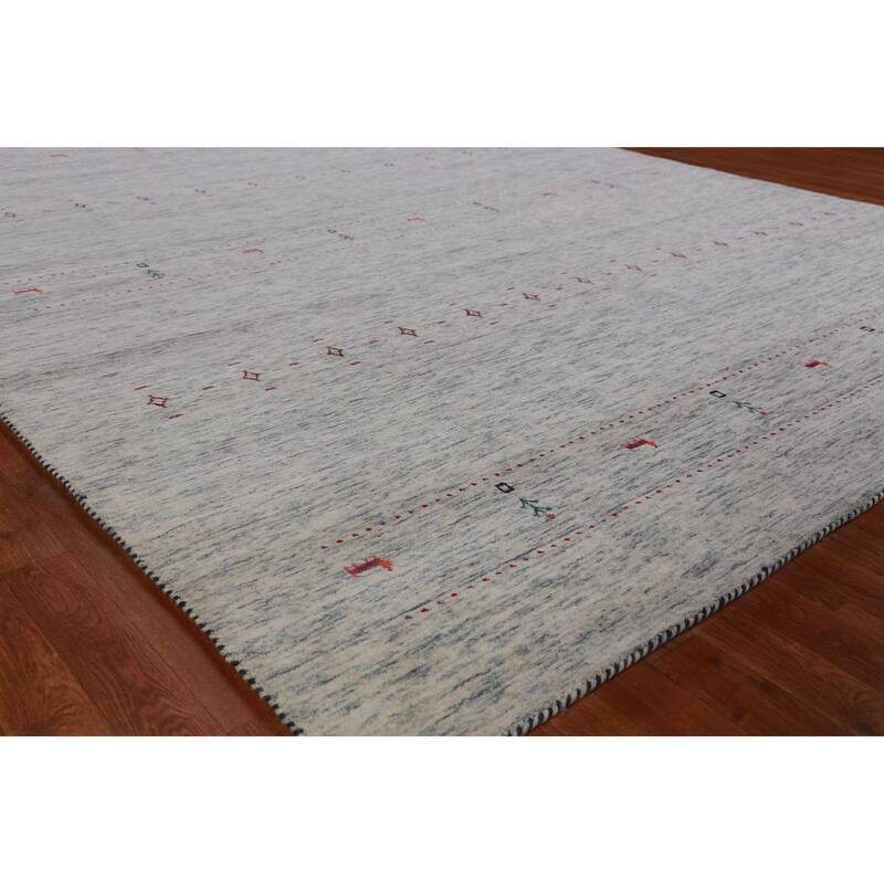Hand Knotted Oriental 100% Wool Carpet Tribal Tribal Greys & Charcoal Gabbeh Area Rug - 9' 10'' X 8' 3''