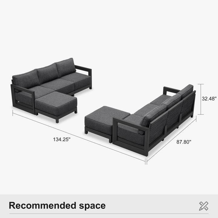 PURPLE LEAF Caesar L-Shaped Grey Outdoor Couch with 9.6" Thick for Yard Porch Deck Patio Conversation Sets