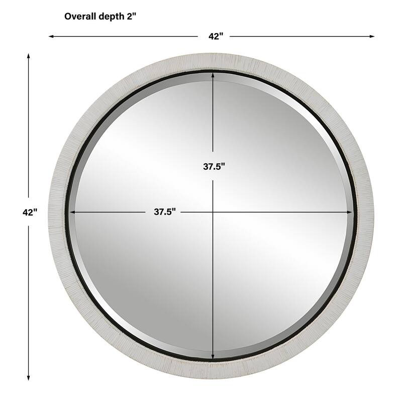 Round Rattan Wrapped Beveled Wall Mirror - 39.25" - White and Black