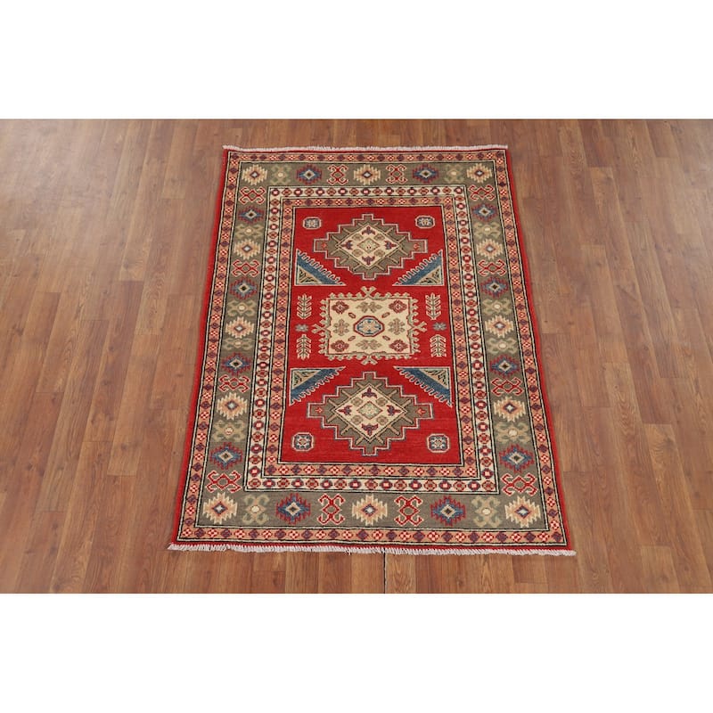 Kazak Foyer Rug Handmade Entryway Wool Carpet - 3'5" x 4'8"
