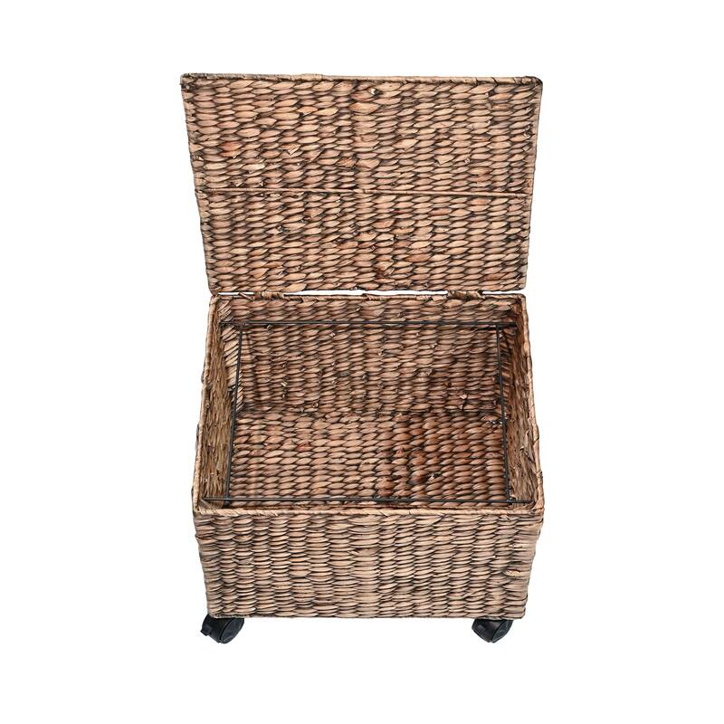 Rolling Filing Basket with Lid and 360 Degree Lockable Wheels