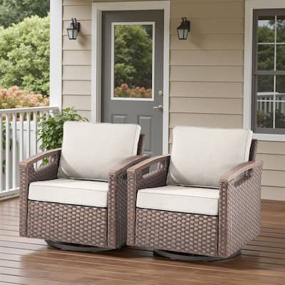 Pocassy Outdoor Swivel Chair with Cushion Set