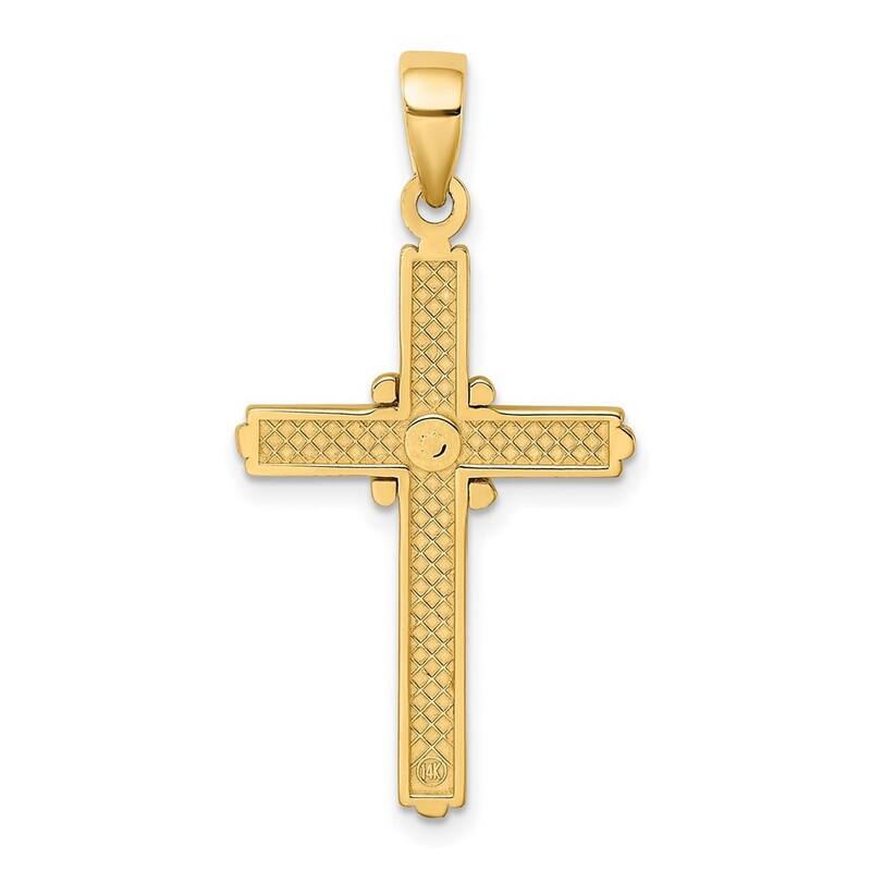Curata 14k Two-tone Gold Polished Ribbed Cross With X Center Necklace 18mm x 34mm