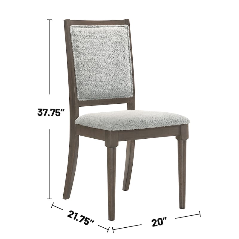 Set of 2 Upholstered Dining Side Chairs in Dark Brown and Gray