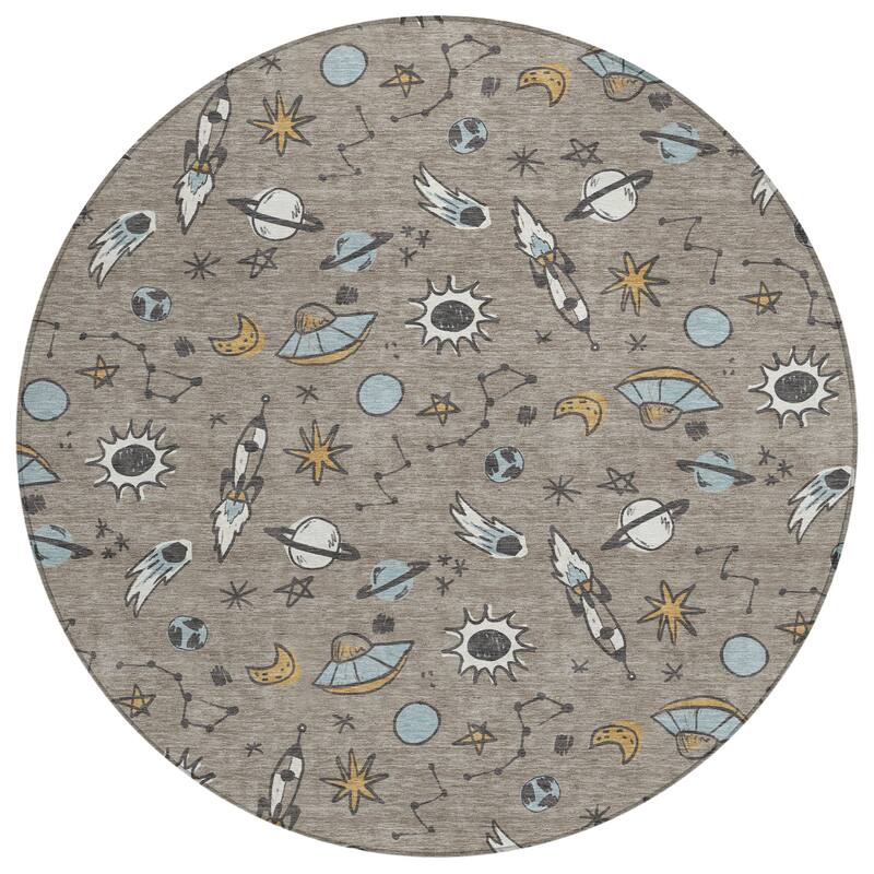Machine Washable Indoor/ Outdoor Spaceship Chantille Rug