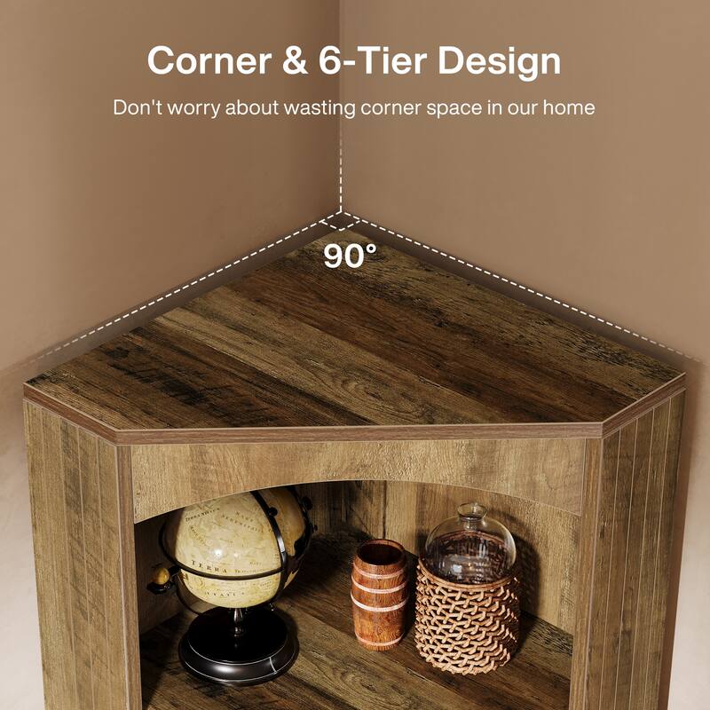 Corner Storage Cabinet, Corner Shelf Bookshelf Bookcase Display Rack, Living Room Bedroom Kitchen Home Office