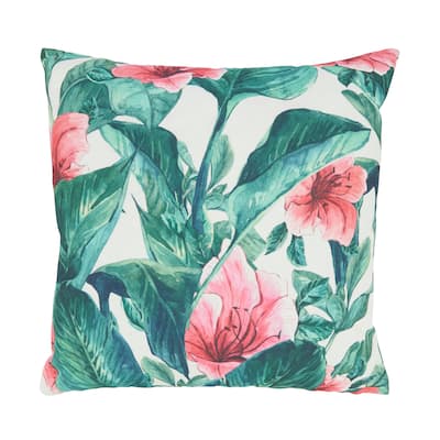 Floral Paradise Outdoor Poly Filled Throw Pillow