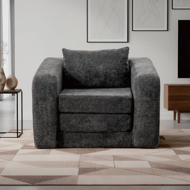 40"W Single Foldable Sofa Bed Equipped with Armrest and Backrest