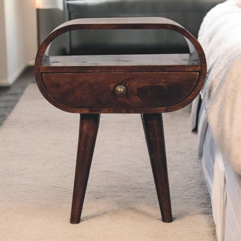 Artisan Furniture Solid Wood California Walnut Circular Bedside with Open Slot