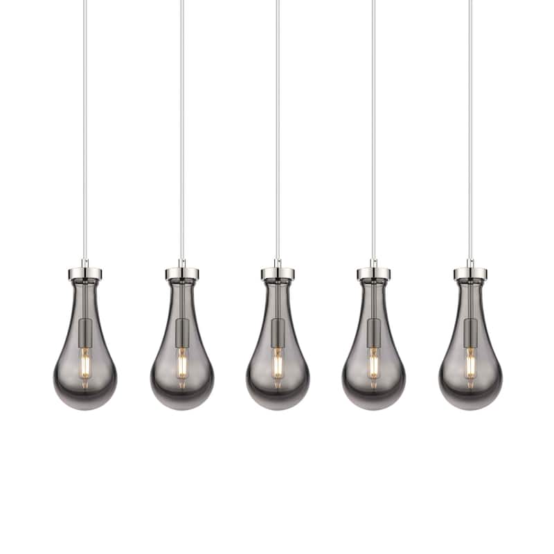 Innovations Lighting 125-451-1P-12-37 Owego Pendant Owego 5 Light 37" - Polished Nickel / Light Smoke