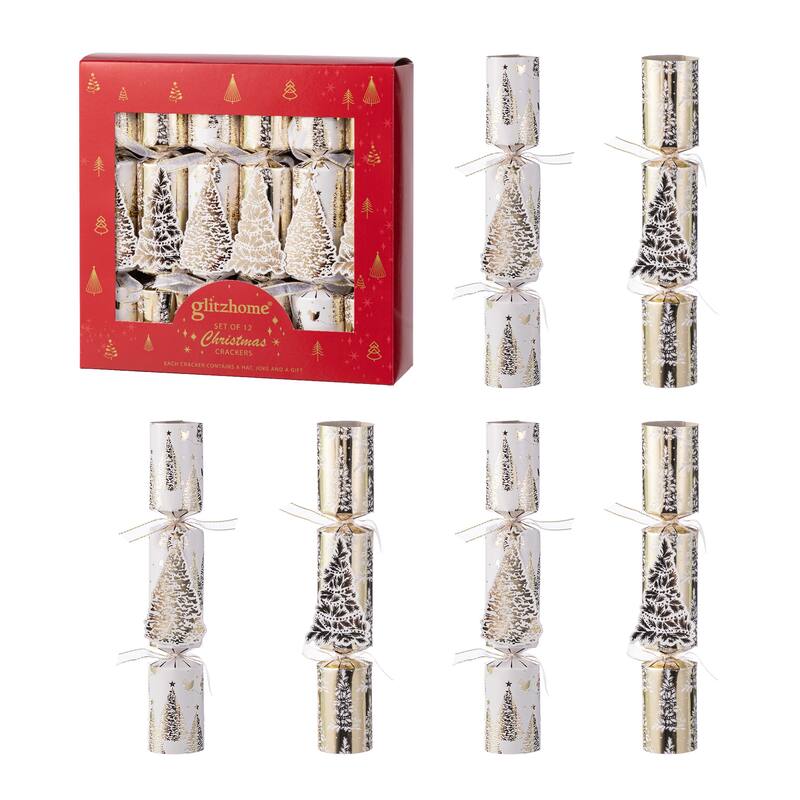 Glitzhome 12 Pack Christmas Tree Party Cracker with Gift Contents