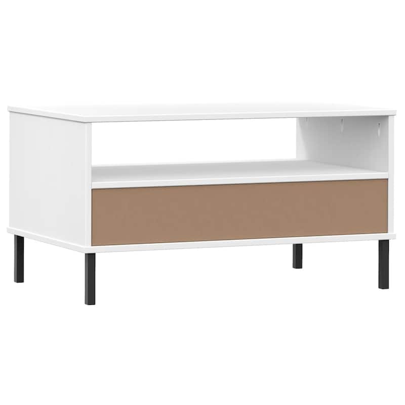 vidaXL Coffee Table Accent Side Sofa End Table with Metal Legs Solid Wood OSLO - 33.5" x 19.7" x 17.7"