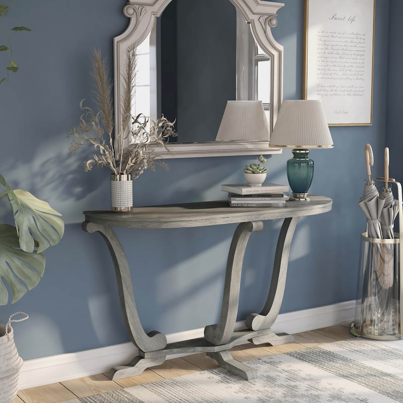 DH BASIC Farmhouse Vintage Grey Oak 48-inch Entryway Console Table by Denhour - Vintage Grey Oak