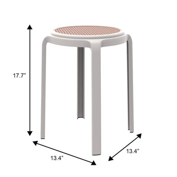 dimension image slide 1 of 5, Tresse All-Weather Round Stackable Dining Stool with Wicker-Style Seat for Indoor, Outdoor, Patio, and Kitchen - Fully Assembled