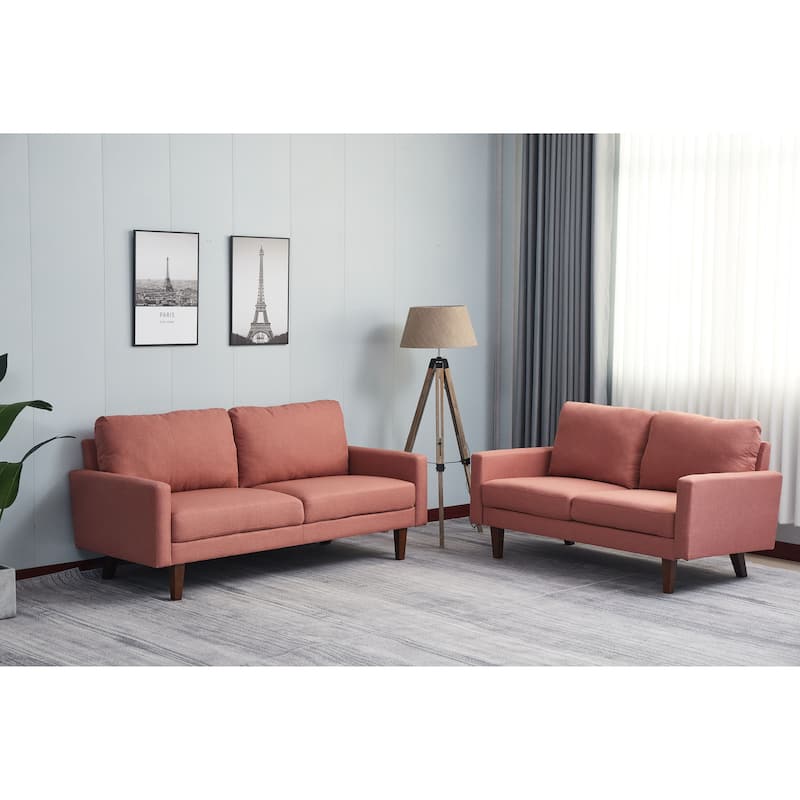 Linen 2 Piece Loveseat and Sofa Living Room Set