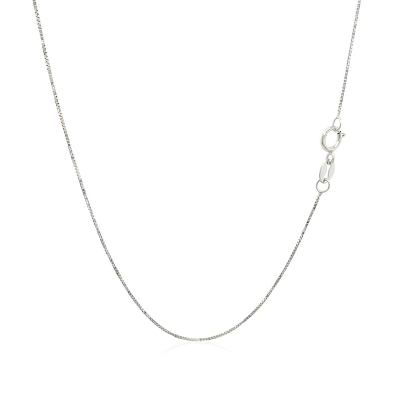 MayaMila 10k White Gold Classic Box Chain Necklace 0.45mm