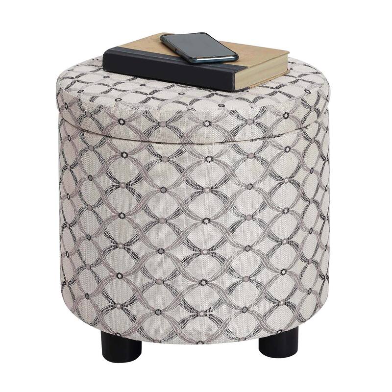 Convenience Concepts Designs4Comfort Round Accent Storage Ottoman with Reversible Tray Lid