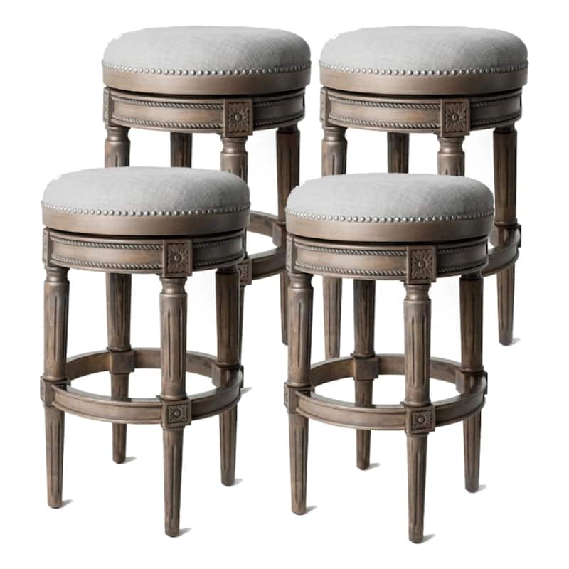 Maven Lane Pullman Backless Swivel Kitchen Stool - Set of 4 - Reclaimed Oak - Bar Height