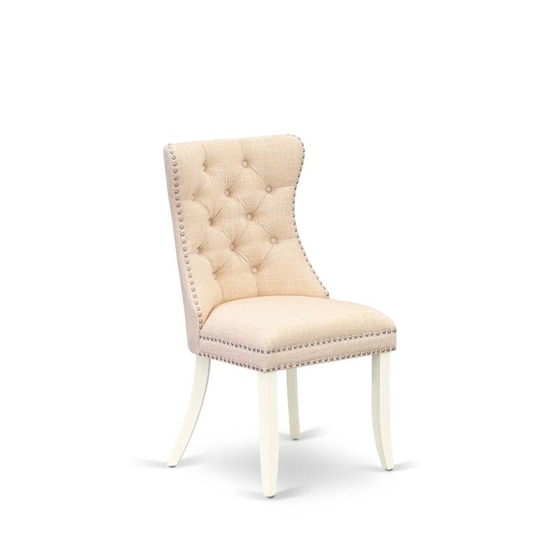 East West Furniture Dinette Set Includes a Rectangle Wooden Table and Upholstered Chairs, Linen White (Pieces Options)