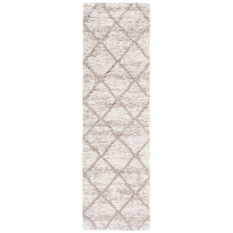 SAFAVIEH Hudson Shag Estella Diamond Trellis 2-inch Thick Rug - 2'3" x 8' Runner - Multi Ivory/Beige - Runner