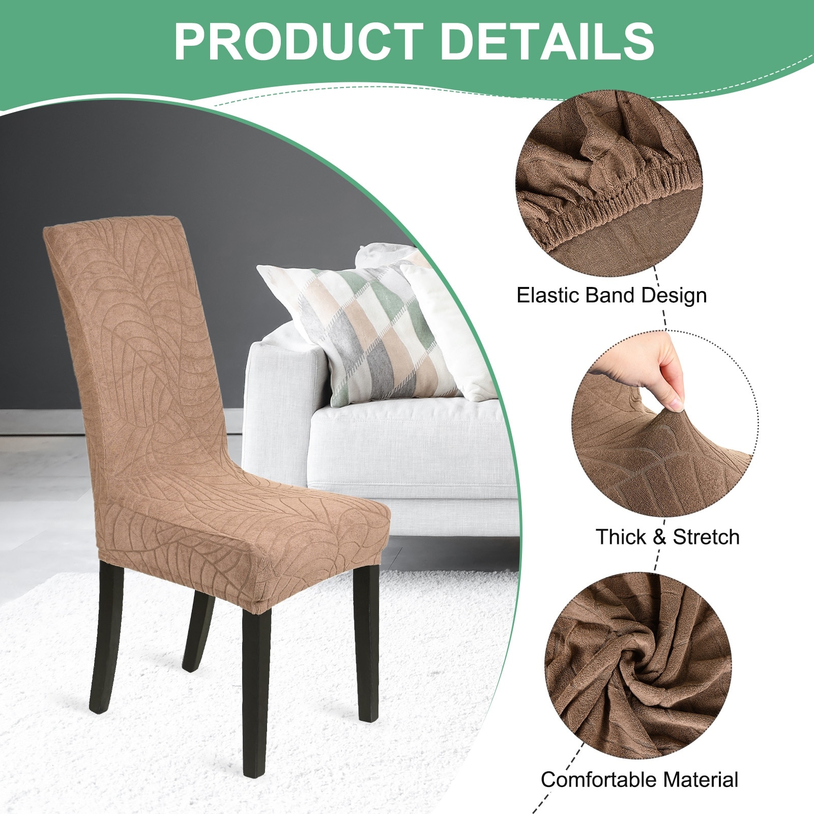 Waterproof Chair Cover, Dining Room Stretch Jacquard Chair Covers Protectors