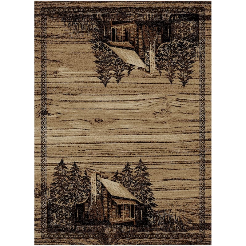 American Destination Rocky Bottom Brown Rustic Lodge Area Rug - 2'3"x3'3"