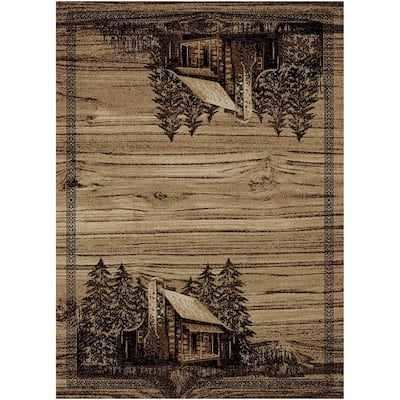 American Destination Rocky Bottom Brown Rustic Lodge Area Rug