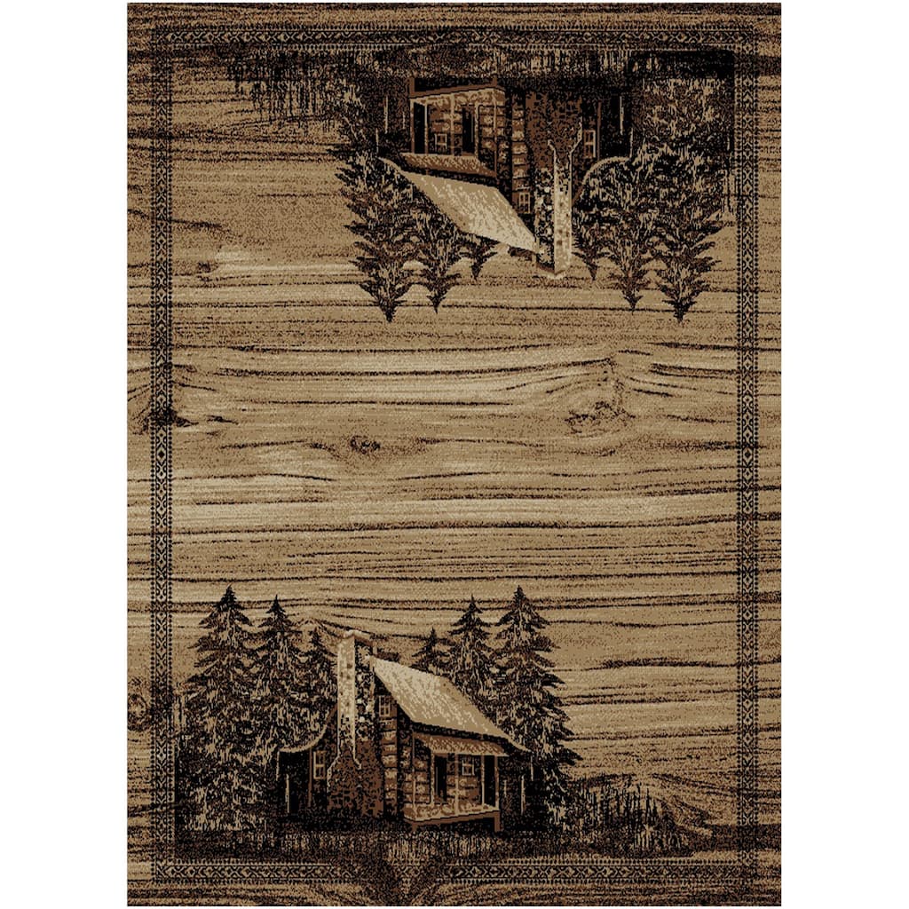 American Destination Rocky Bottom Brown Rustic Lodge Area Rug