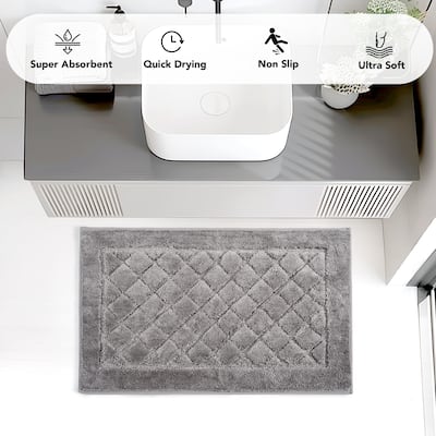 Deconovo Diamond Tufted Bathroom Rug Set, Non-Slip TPR Backing