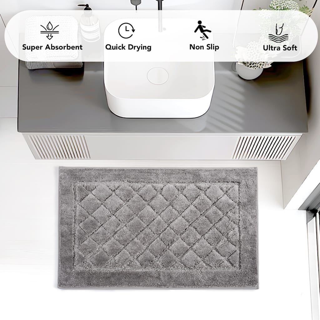 Deconovo Diamond Tufted Bathroom Rug Set, Non-Slip TPR Backing