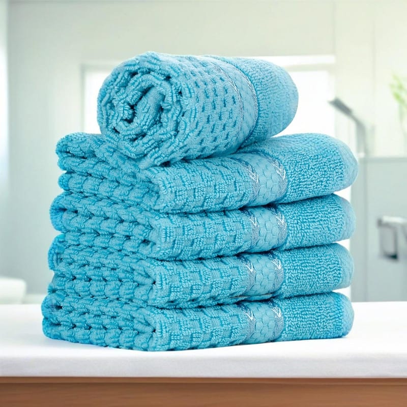 Pure Cotton 600 GSM Absorbent Washcloths 12x12 Inch by Ample Decor - 5 Pcs
