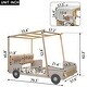 preview thumbnail 4 of 11, Wooden Full Size Car Bed with Pillow, Ceiling Cloth, LED Lights & Storage Rack, Natural