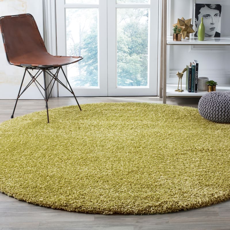 SAFAVIEH Santa Monica Shag Einara 2-inch Thick Area Rug - 6'7" Round - Green - Round
