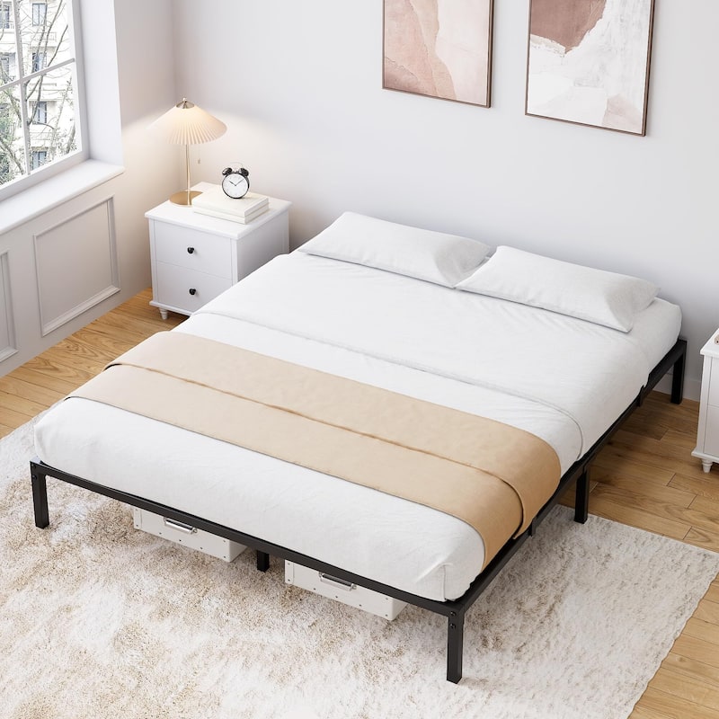 Bed Frame No Box Spring Needed - Black-12" - Full