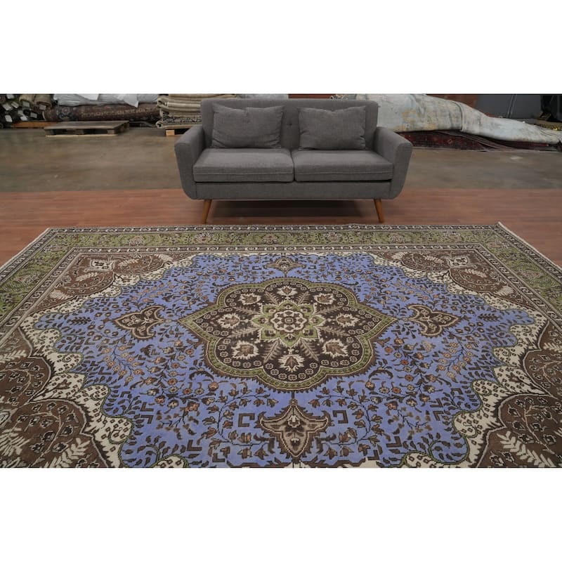 Hand Knotted Oriental 100% Wool Carpet Traditional Floral Purples Tabriz Area Rug - 11' 4'' X 8' 1''