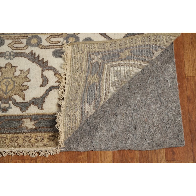 Earth Tone Oushak Style Area Rug Hand-Knotted Transitional Wool Carpet - 9'0" x 11'10"