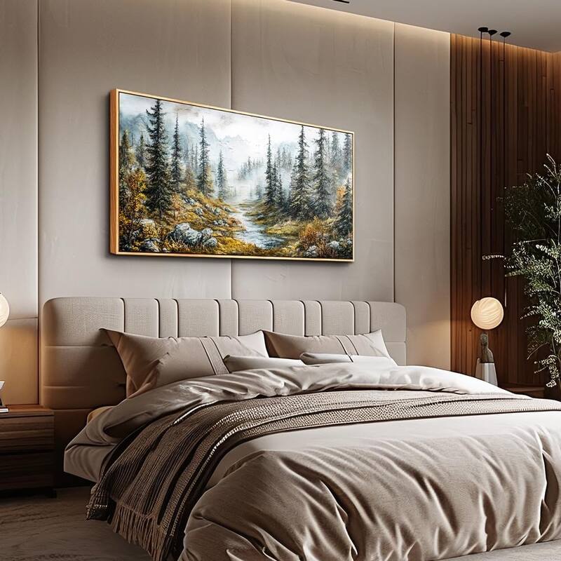 Misty Forest Paintings Tree landscape Wall Pictures Canvas Artwork