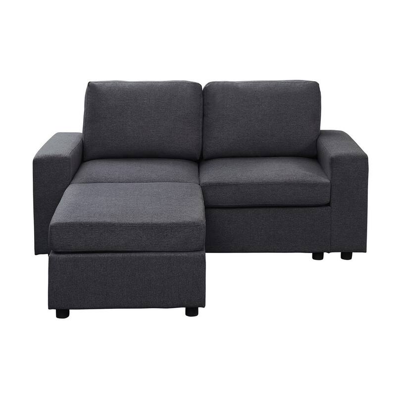 Linen Loveseat with Ottoman