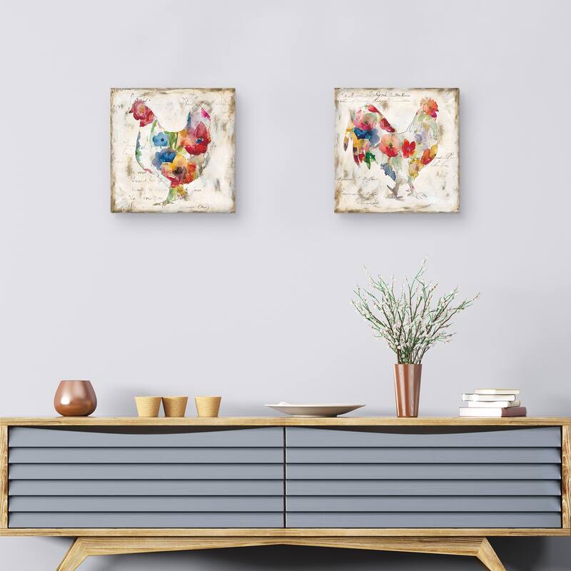 Flowered Chicks by Carol Robinson Canvas Art Prints