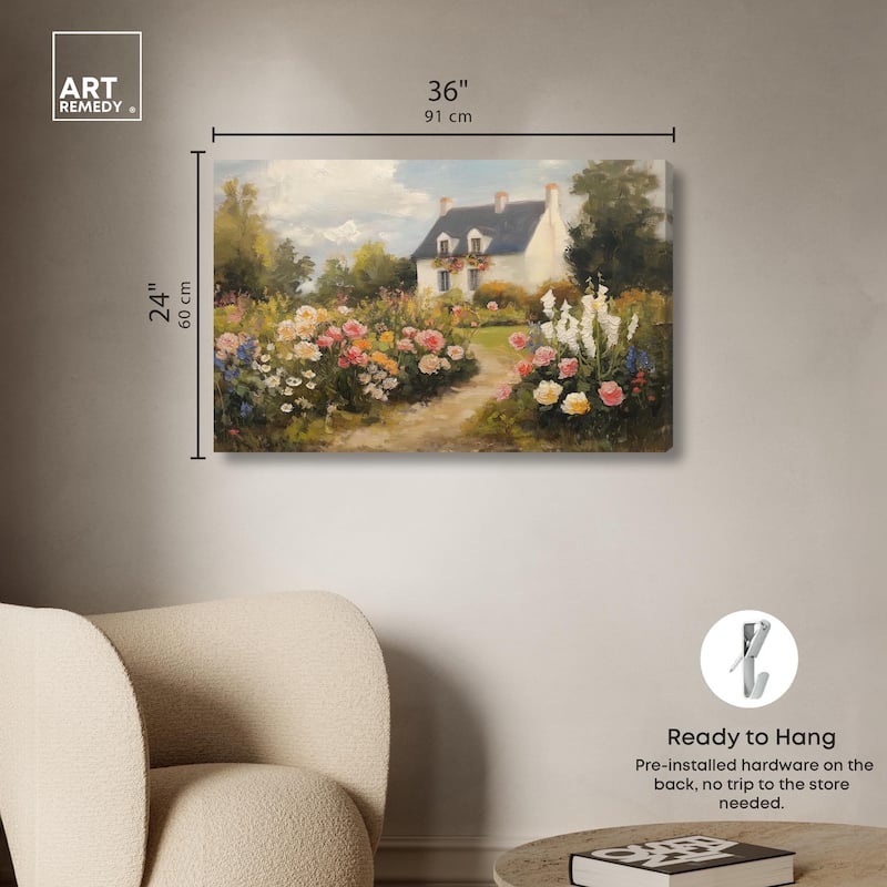 Floral Welcome Canvas by Art Remedy, Gallery Wrapped