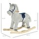 preview thumbnail 7 of 8, Kids Rocking Horse for Toddler 3-5, Plush Ride on Horse Wooden Rocker with Realistic Sounds, Gray - Light Gray