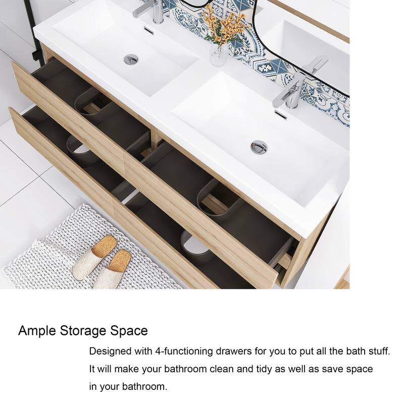 Floating Bathroom Vanity with two Resin Top