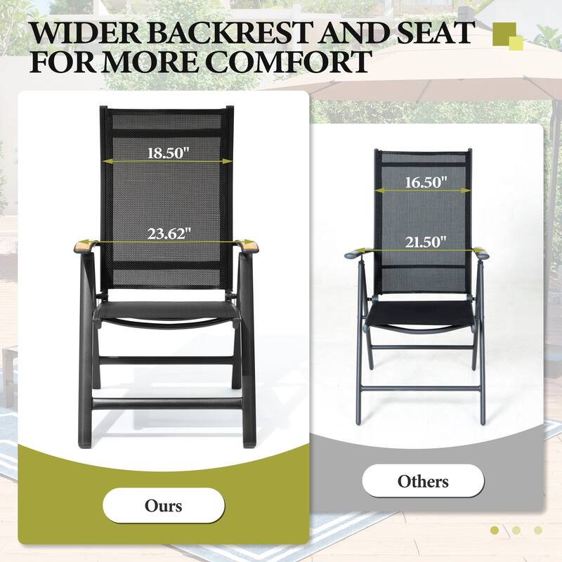 9-Piece Set Outdoor Aluminum Dining Table and Foldable Adjustable Dining Chairs