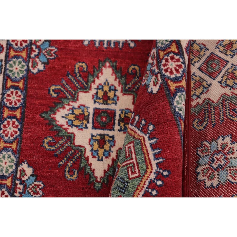 Southwestern Kazak Josh Red/Beige Wool Rug - 4'1'' x 6'0''