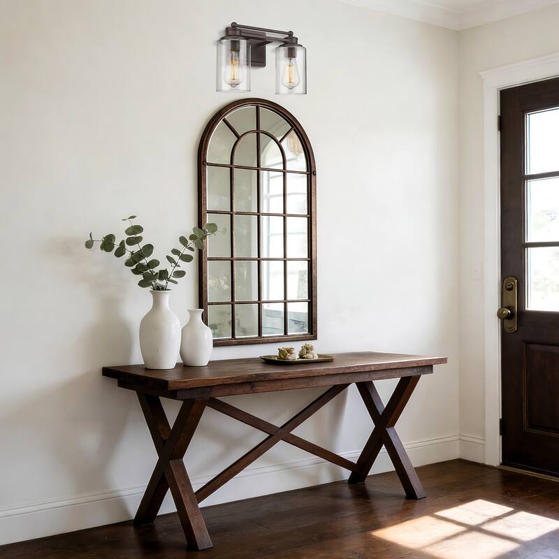 Bathroom Vanity Wall Light with Glass Shade and Rubbed Bronze Finish