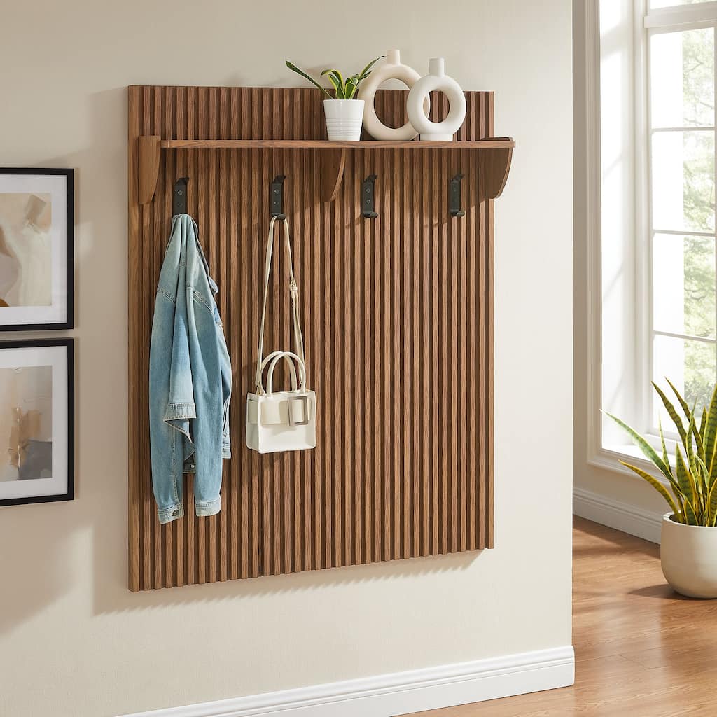 Render Fluted Coat Rack Panel With Shelf