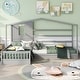 preview thumbnail 1 of 7, Gray Solid Wood Twin House Bed, Slatted Frame & Fence, Versatile Design Gray
