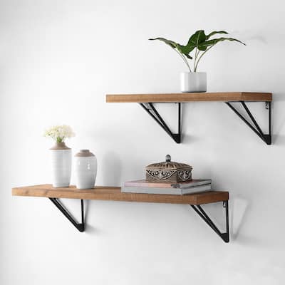 SAFAVIEH Banria Floating Display Wall Shelf (Set of 2) - 36" W x 8" L x 7.5" H; 24" W x 8" L x 7.5" H