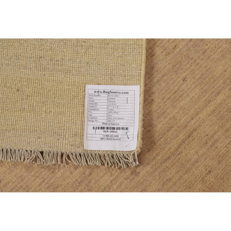 Modern Beige Gabbeh Oriental Foyer Rug Handmade Wool Carpet - 2'8"x 4'1"